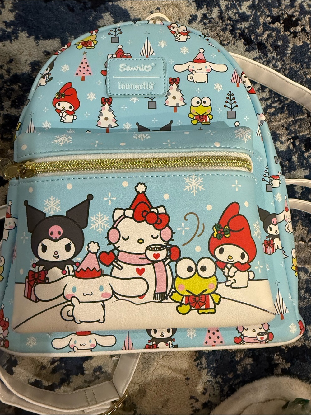 Loungefly Sanrio Hello Kitty Friends Snowman Holiday Mini Backpack Blue